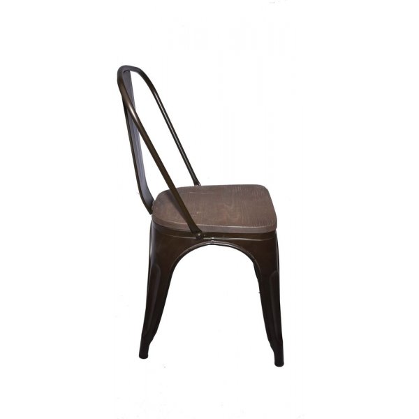 Metallstol med tresete - Stablebar