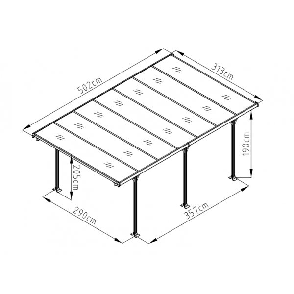 Frittstående carport Andy B - 502x313 cm byggesett i aluminium og metall Frittstående carport Andy B - 502x313 cm byggesett i aluminium og metall