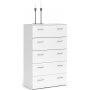 Space kommode hvit med 5 skuffer, bredde 74 cm og h�yde 115 cm