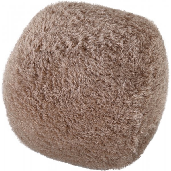 Fluffy puff i brungrå hårete stoff Fluffy puff i brungrå hårete stoff