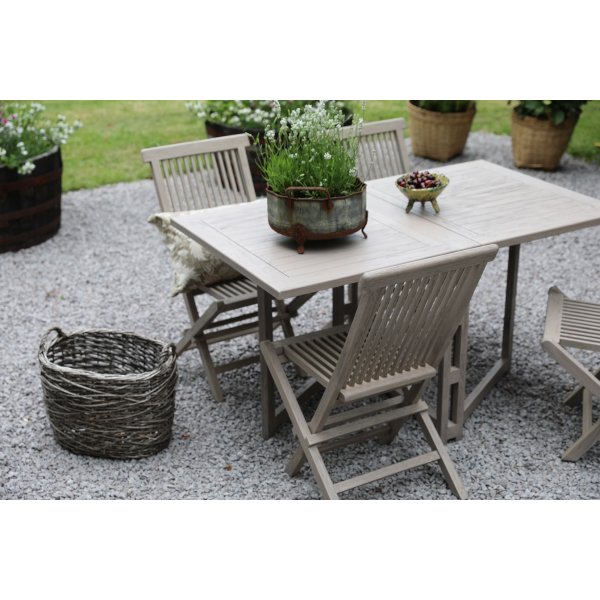 Spisegruppe Saltö grå teak: Klaffbord inkl. 4 stk. Saltö stoler i grå teak Spisegruppe Saltö grå teak: Klaffbord inkl. 4 stk. Saltö stoler i grå teak