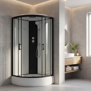 Dusjkabinett svart 90x90x215 cm - Helios 90