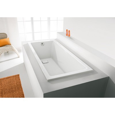 Rektangulrt badekar for innbygging - halvrundt | dybde 48 cm