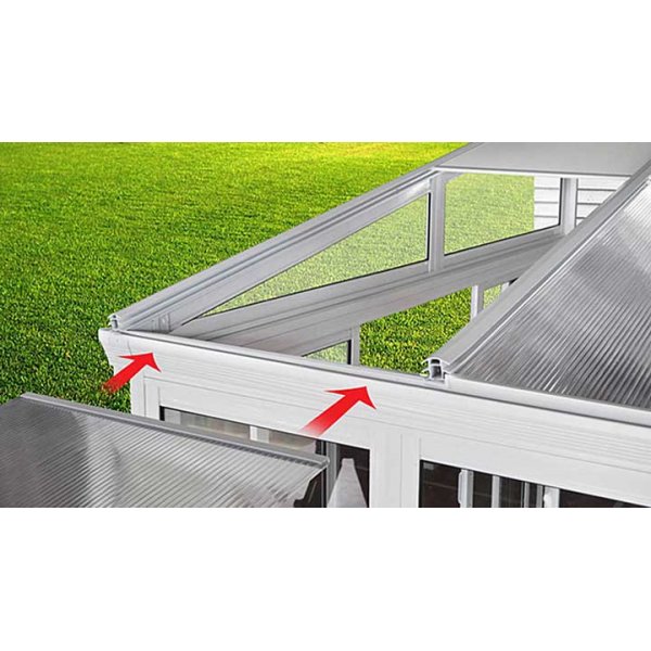 Vinterhage mot vegg 14,2 m� hvit aluminiumsglass skyved�r