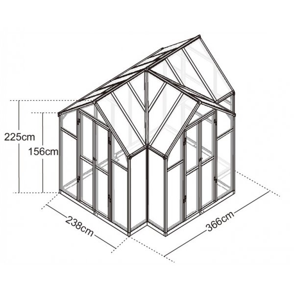 Drivhus Hyperion 10,2 m² - Svart + Drivhusrengjøring Drivhus Hyperion 10,2 m² - Svart + Drivhusrengjøring