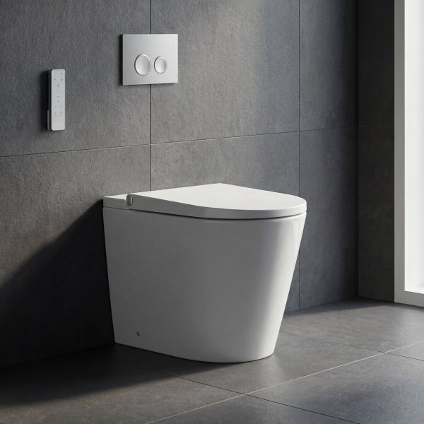 Smart gulvstående toalett | Oppvarmet sete | Bidetfunksjon | Bluetooth- og appkontroll | Hvit Smart gulvstående toalett | Oppvarmet sete | Bidetfunksjon | Bluetooth- og appkontroll | Hvit