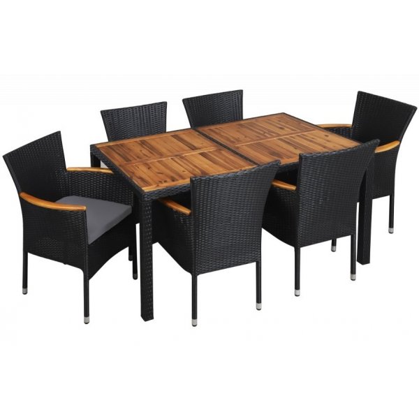 Rotting utendrs lenestol - Svart/akasie + Rengjringsspray for utembler