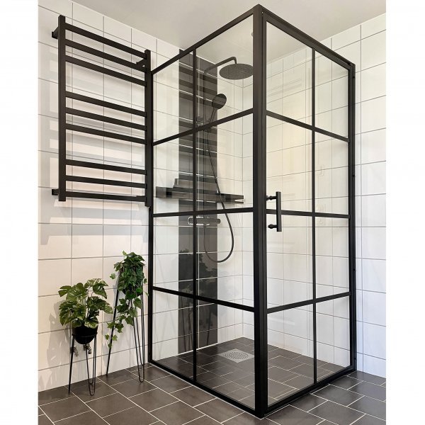 Dusjkabinett 80x80x200cm | 6mm sikkerhetsglass | Svarte profiler