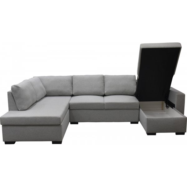 U-sofa Solna med oppbevaring - 309 cm - lys grå U-sofa Solna med oppbevaring - 309 cm - lys grå