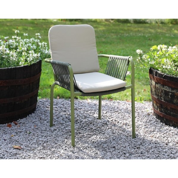 Stabelbar utestol gr�nn med beige pute - Lincoln