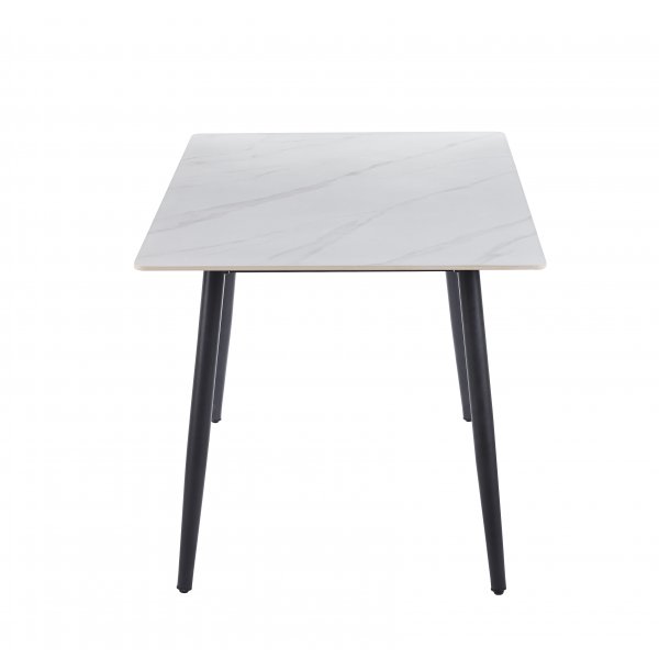 Inez spisebord med keramisk hvit matt marmor - 140x80 cm