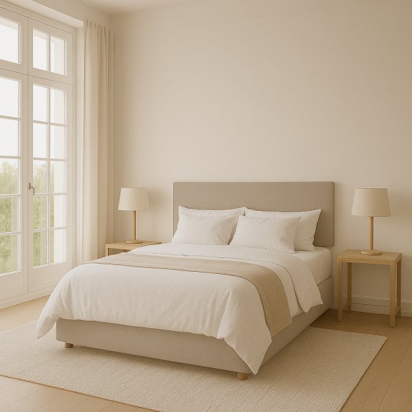 Vindhodegavl 140 cm bred - Beige imitert skinn Vindhodegavl 140 cm bred - Beige imitert skinn