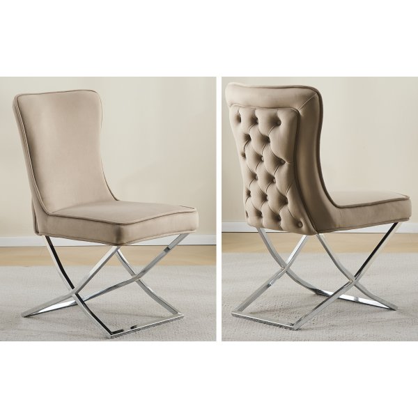 Stol med kromben - beige fl�yel - Luksus