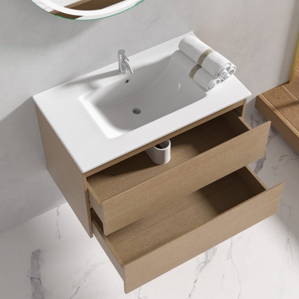 Baderomsmbler Milan 80 cm - Lyst tre