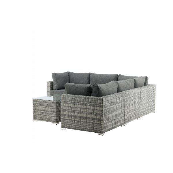 Loungegruppe gr� hj�rnesofa i kunstrotting - Amazon