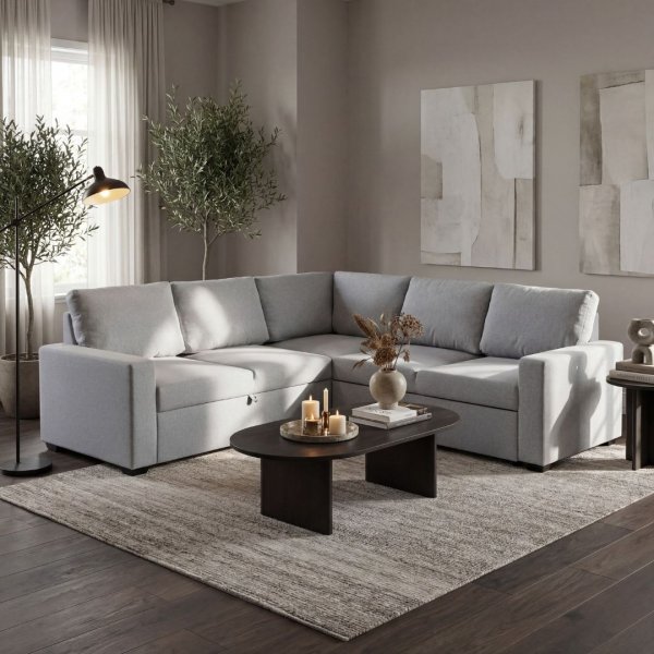 Sovesofa med oppbevaring gr� 235 cm