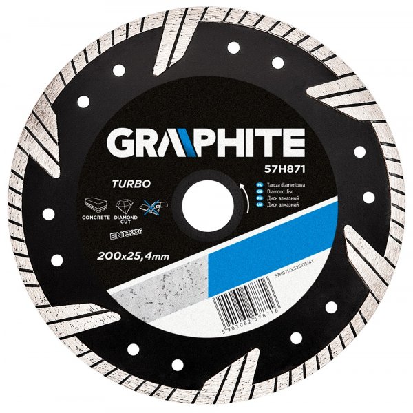 Diamantkappeskive, 200 x 25,4 mm Turbo