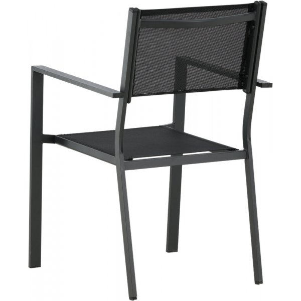 Matvaregruppen i Chania; 6 Copacabana-stoler med spisebord 205 x 90 cm - Svart/natur + Tekstilimpregnering for utembler