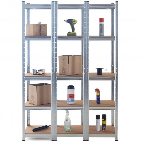 Tre oppbevaringshyller i galvanisert st�l - 40�40�180 cm