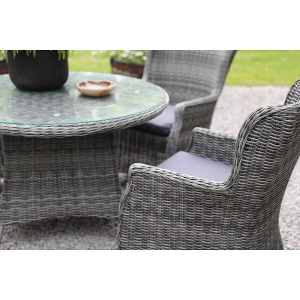 Jacksonville matgruppe i kunstrotting - Grå + Rengjøringsspray for utemøbler Jacksonville matgruppe i kunstrotting - Grå + Rengjøringsspray for utemøbler