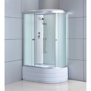 Dusjkabinett 120�80x210 cm | Hvitt glass og massasjedyser | Nereida