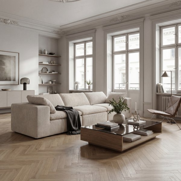Kordfløyelssofa 320 cm Beige Kordfløyelssofa 320 cm Beige