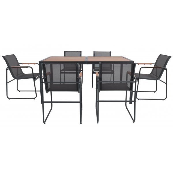 Spisegruppe 160x90cm - Bord med 6 stoler - Stl - Zanzibar + Rengjringsspray for utembler