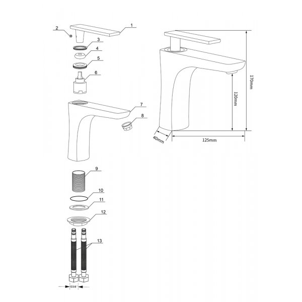 Servantbatteri - Peony | Hvit/gull
