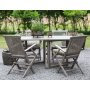 Spisegruppe Salt gr teak: Klaffbord inkl. 4 stk. Salt karmstoler i gr teak