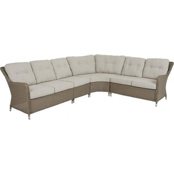 Baskemölle utendørs sofagruppe; Hjørnesofa med bord i naturrotting Baskemölle utendørs sofagruppe; Hjørnesofa med bord i naturrotting