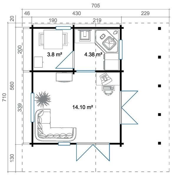 Fritidshus Helga - 36,5 m�