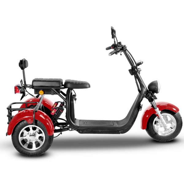 Elscooter Trehjuling - Rød 2000W + Lås kjede Elscooter Trehjuling - Rød 2000W + Lås kjede