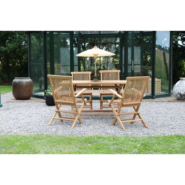 Saltö uteservering spisebord 120x70 cm med 4 Saltö lenestoler - Teak Saltö uteservering spisebord 120x70 cm med 4 Saltö lenestoler - Teak