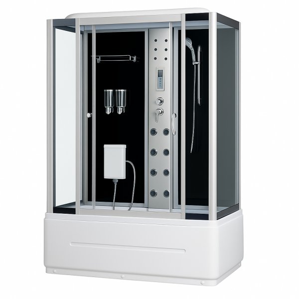 Dusjkabinett - Nox | 135�85 cm | Sort bakglass og massasjefunksjon