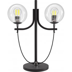 Glasslanternebordlampe H52 cm - Svart/Krom
