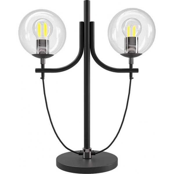 Glasslanternebordlampe H52 cm - Svart/Krom