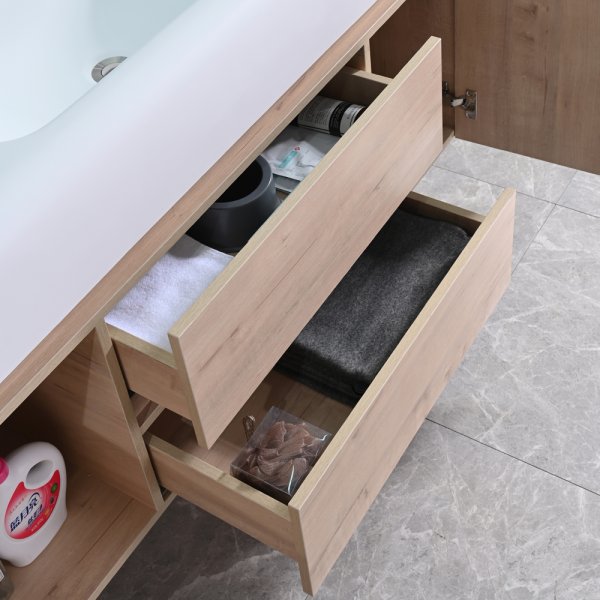 Baderomsmbler Miami 120 cm - Lyst tre + Toalettpapirholder