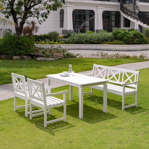 Utendrs lenestol i hvitt tre