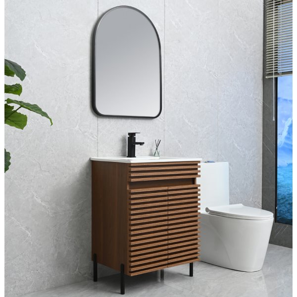 Baderomsmbler Venice 60 - Rillet i mrkt tre