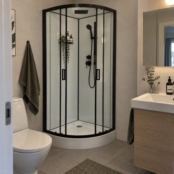 Dusjkabinett Nordamist Ares 90x90x215 cm - Hvit med takdusj og blandebatteri Dusjkabinett Nordamist Ares 90x90x215 cm - Hvit med takdusj og blandebatteri