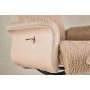 Lenestol med fotskammel Hag�n - beige teddy hvitvasket