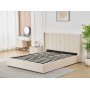 Sengeramme med oppbevaring inkludert hodegavl 160 x 200 cm beige - Bianca
