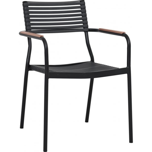 Hagestol plast metall stabelbar svart brun Pino