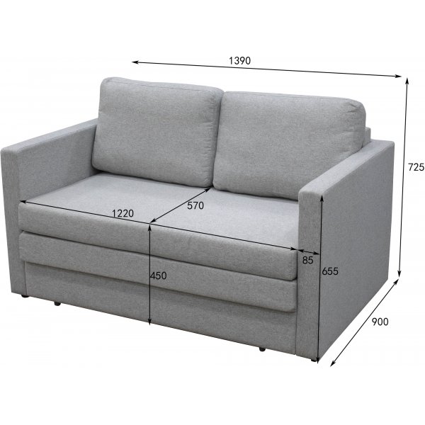 2-seters sovesofa Mind - 139 cm - grå 2-seters sovesofa Mind - 139 cm - grå