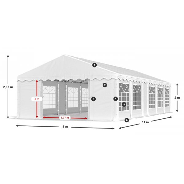 Partytelt Eco 1 i PE - 3 x 11 m Partytelt Eco 1 i PE - 3 x 11 m