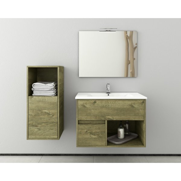 M�belpakke Sorrento 85 - Naturfarget med speil- & sideskap