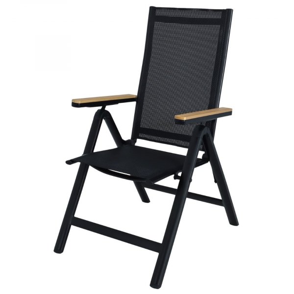 Posisjonsstol hagestol svart textilene eik-malt tre armlener