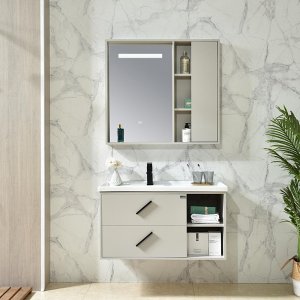 Baderomsm�bler 90 cm Gr� - Odense + Toalettpapirholder