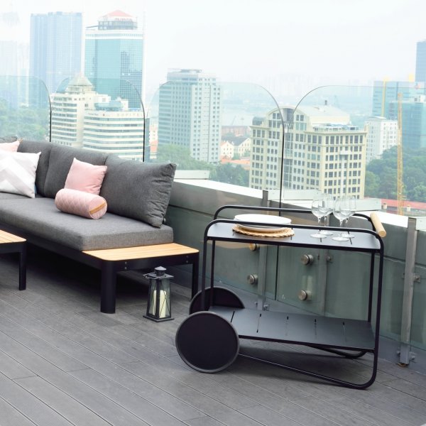 Livsstil Hageportaler - Serveringsvogn svart / Teak