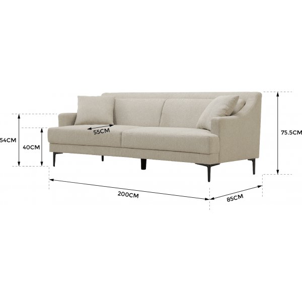 Sofa 3-seter beige moderne - Hanna Sofa 3-seter beige moderne - Hanna